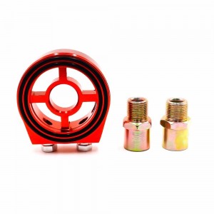 Oil Filter RED Adapter Sandwich Plate Mount Gauge Pressure Temp Sensor